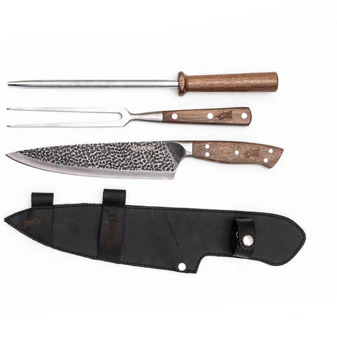 Set Parrillero completo Cuchillo Parrillero + Pincho + Chaira + Funda