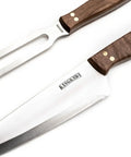 Set Parrillero Tenedor + Cuchillo Con Funda De Cuero Café - Mall del Parrillero