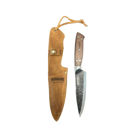 Cuchillo Parrillero 6" Rupanco Con Funda De Cuero Cafe