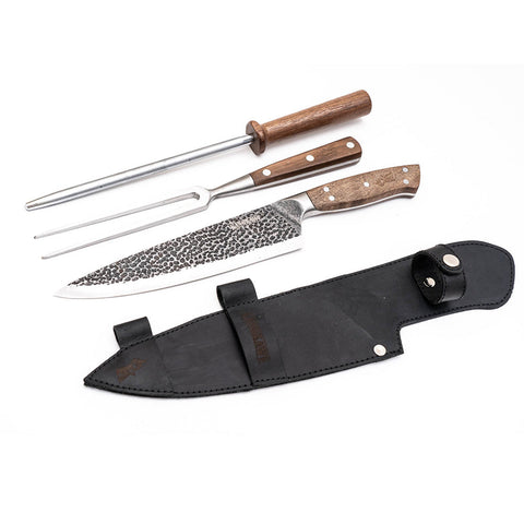 Set Parrillero completo Cuchillo Parrillero + Pincho + Chaira + Funda