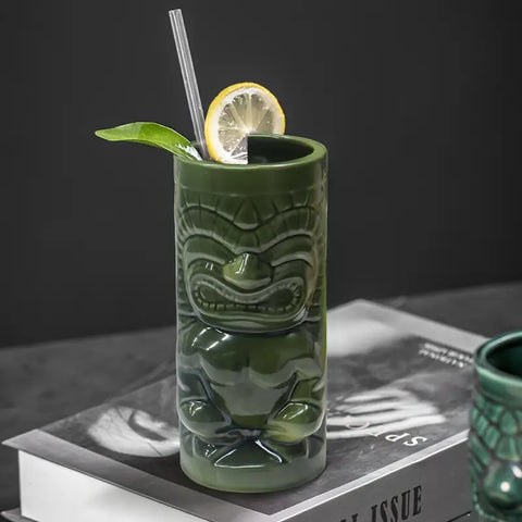 Vaso Tiki Totem Milenario Verde de cerámica 400 ML