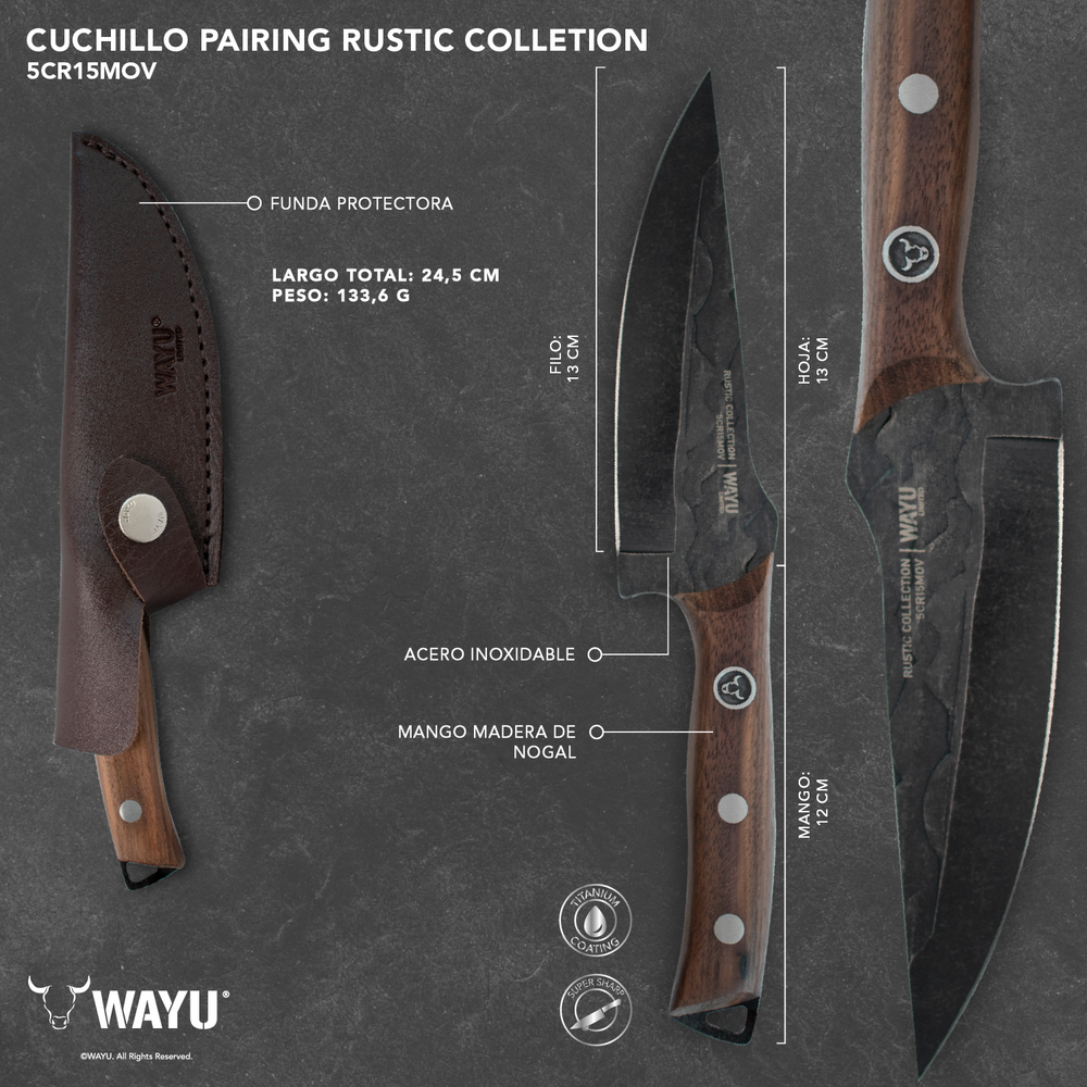 Cuchillo Pairing Con Funda Rustic Collection Wayu