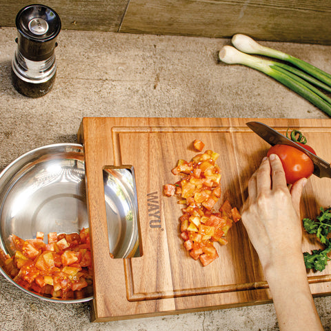 Tabla Madera para picar con Bowl de Acero Wayu