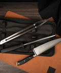 Set Parrillero cuchillo + tenaza + chaira + bolso