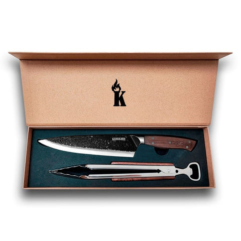 Pack Cuchillo Parrillero + Tenaza Curacaví con caja