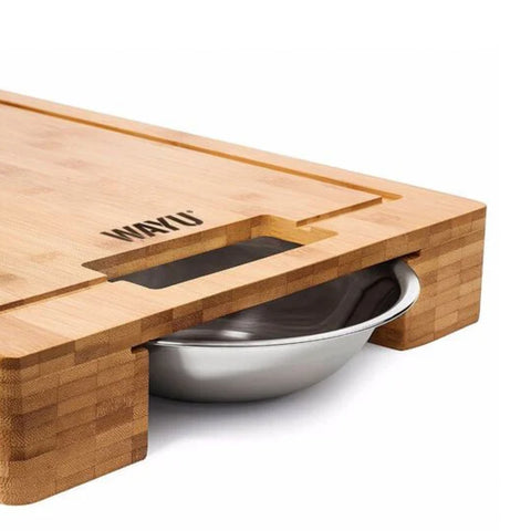 Tabla Madera para picar con Bowl de Acero Wayu